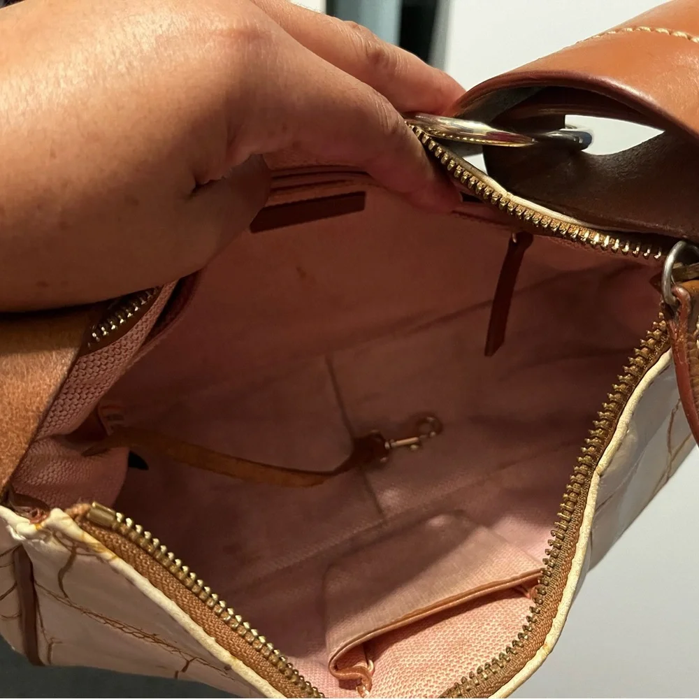 Vintage Dooney And Bourke Handbag Small White and Brown - Picture 12 of 16